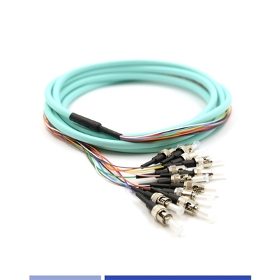 Beli 12 Strand Fiber Optic Pigtail ST UPC OM3 Multimode Fiber Pigtail 50/125 LSZH pembuatan online