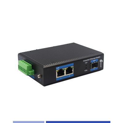 Beli Industrial Fiber Media Converter 10/100/1000M 1 SFP dengan 2 port RJ45 Single Mode SMF Duplex 1310nm 20KM pembuatan online