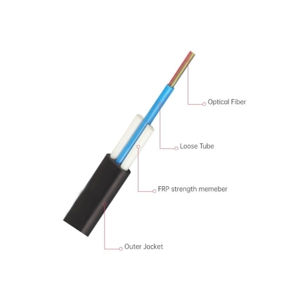 12 Fiber Indoor Flat Drop Kabel Multimode OM3 50/125um LSZH Hitam