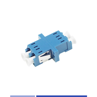 Duplex LC UPC Fiber Connector Single Mode Plastik Housing Dengan Flange Biru